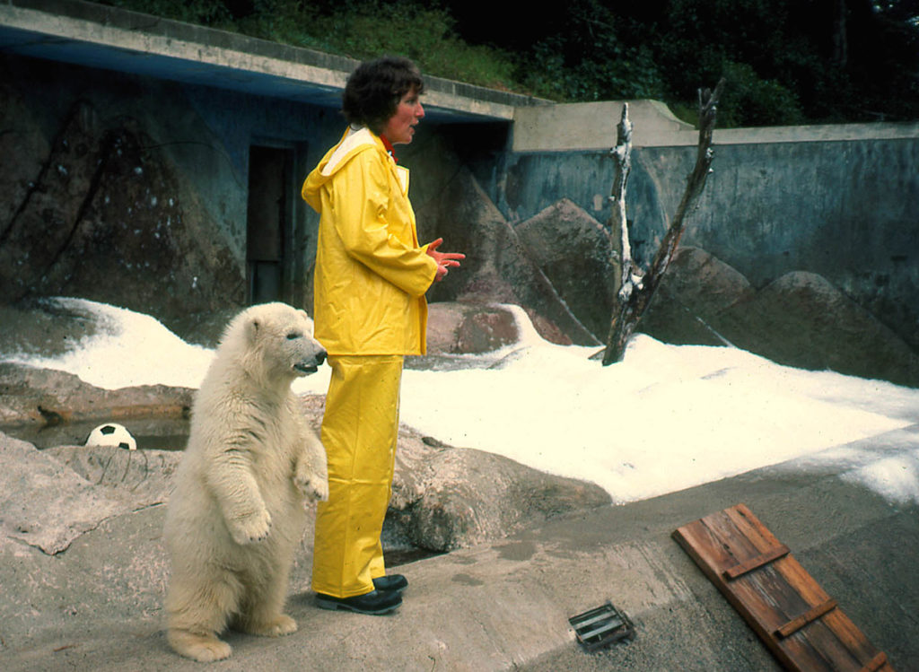 photo - Gail Hedberg with a zoo polar